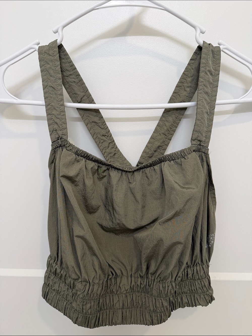 Free People cropped backless tank top in olive green size XS